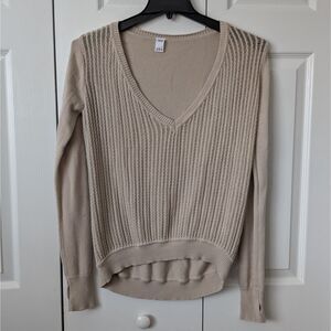 Bloch Balletcore Tan V-Neck Sweater Women's Medium Cotton-blend Light Academia